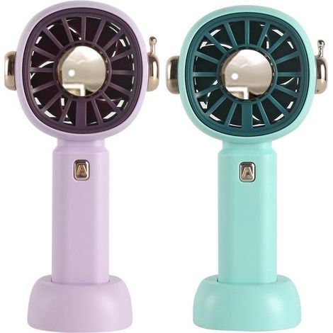FGNS. (2 Pieces) Handheld Fan with Stand, Pocket Fan with 3 Speeds, Lithium Battery Portable Fan, Mini USB Rechargeable Fan, Personal Battery Powered Fan for Office, Outdoors, School, Work, Camping, e (1/5)