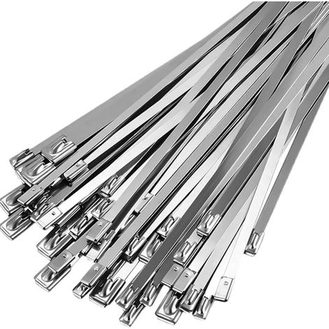 Collier Serrage Metallique 100 Pièces, Kit de Collier de Serrage Inox, 4.6×300mm, Serre Cable Inox 304, pour Enroulement d'Échappement, Clôtures Fixes, Voitures, Réparations de Jardin (1/5)
