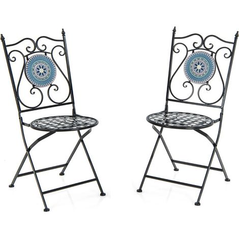 Set di 2 Sedie in metallo da giardino, Sedie eleganti e pieghevoli per uso interno ed esterno 55x42x94cm (1/4)