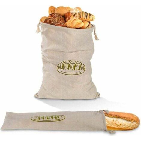 Sacs à pain , lot de 2 sacs à pain en lin, sacs à pain réutilisables, parfaits pour le pain cuit à la maison pour le stockage des aliments à la maison, cadeau pour les boulangers