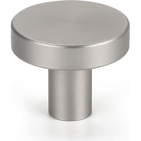 Set of 4 round brushed stainless steel furniture knobs with a hole (1/5)