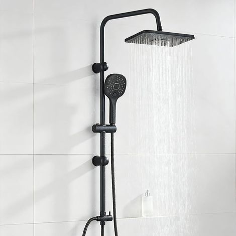 Colonne de Douche Noir sans Mitigeur avec Douchette Ensemble de Douche avec Tête de Douche 29 19cm Robinet en Acier Inoxydable (1/5)