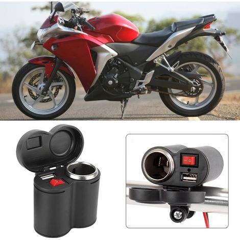 2-in-1 USB-Motorradladegerät, universeller Zigarettenanzünderstecker, wasserdichter 12V-Schnellladeanschluss für Motorräder (1/5)