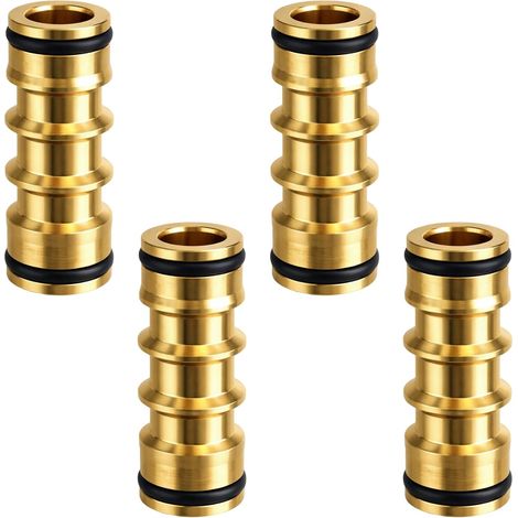 4PCS Brass Double Male Hose End Fittings, Heavy-Duty Brass Hose Connector Extenders for Garden Hose Fittings, Universal Hose Pipe Connector Adaptors for Outdoor Watering (1/5)