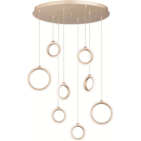 Lampada a sospensione 60 cm in metallo verniciato 8 Luci ORO a Led PINTA (1/4)