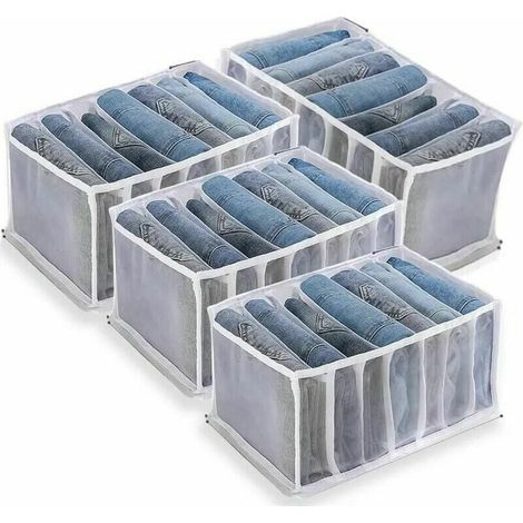 Aufbewahrungsbox für Jeans – 4er-Set – Nylonnetz – Größe 36 x 25 x 20 cm – Kleiderschrank-Organizer (1/5)