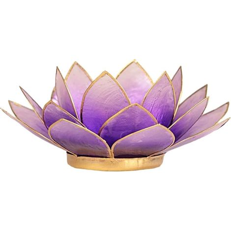 Porte Bougie Fleur de Lotus Violet et or