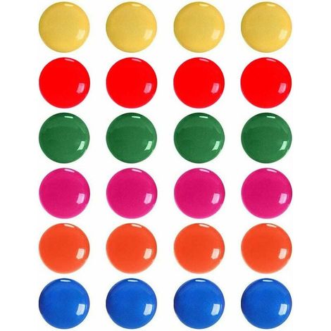 Aimants de bureau, 24pcs aimants ronds colorés pour réfrigérateur et tableau blanc pour la décoration de cartes, 6 couleurs