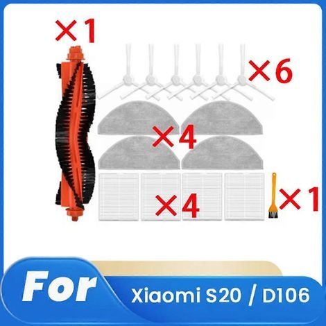16 pièces pour robot aspirateur Xiaomi S20 / D106 : accessoires, pièces de rechange, brosse principale latérale. (1/5)