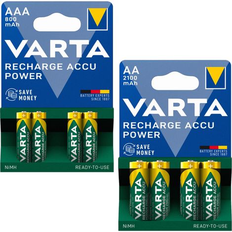 VARTA POWER NiMH-Akkus Set AAA 800mAh 4x1 und AA 2100mAh 4x1 (1/5)