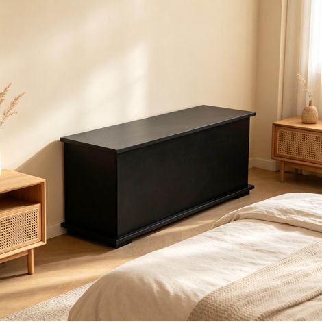 Panca contenitore 100x40x40 cm in truciolato nero salvaspazio per ingresso – MEUBLIV (1/5)
