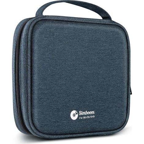 Boîte De Rangement Pour Cd Dvd - 32 Emplacements - Fermeture Éclair - Bandoulière - Bleu (1/5)