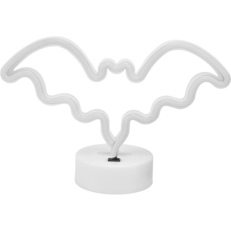 Enseignes lumineuses néon chauve-souris, décorations néon uniques pour Halloween, avec socle, alimentation USB ou piles, pour chambre, bar ou festival. (1/5)