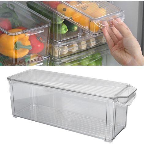 Boîte de rangement transparent grande capacité Bac multifonction Durable pour cuisine et bathroom avec couvercle matériau plastique qualité alimentaire modèle étroit et haut 1 unité (1/5)
