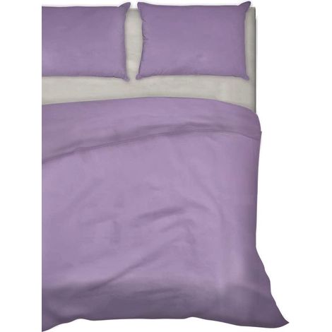 IlGruppone Completo Letto Lenzuola Tinta Unita bicolore 100% Cotone Made in Italy 6 Misure LillaBeige - 1 Piazza