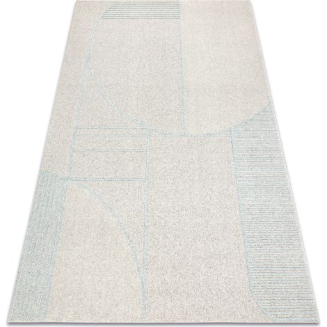 FLUX 461.14.AE120 Wollteppich OSTA - Geometrisch, Strukturell, Loft grau / blau grey 160x230 cm