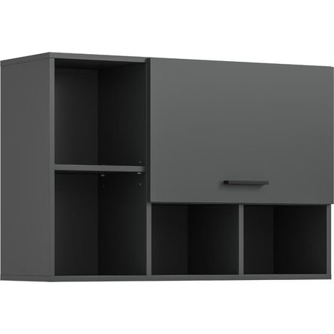 Free Badschrank Wandhängend 1 Klappentür, 4 Regale Anthrazit.