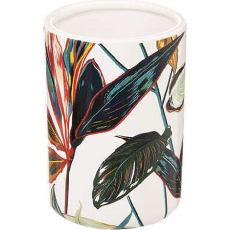 Five Simply Smart – Gobelet de salle de bain en grès multicolore 11cm – Motif floral décoratif – Pour usage quotidien et esthétique moderne