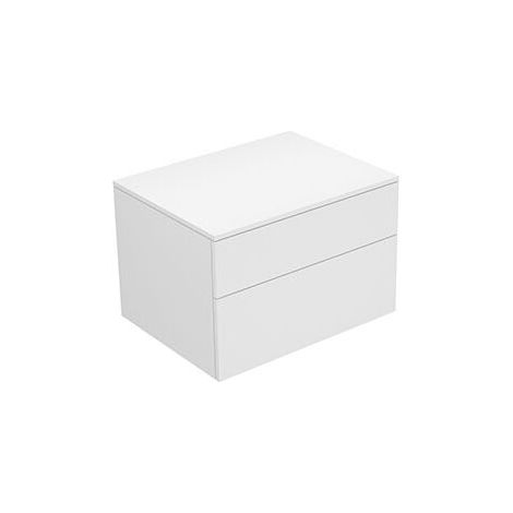 Credenza EDITION 400 2 cassetti frontali 700 x 472 x 450 mm bianco, vetro petrolio trasparente KEUCO (1/2)