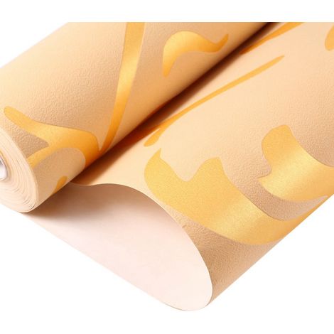 Papier peint à motif de feuilles d'acanthe de style européen, doré, 53 cm x 10 m (1/4)