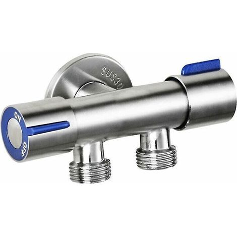 Robinet de machine à laver de salle de bain Robinet d'eau froide en acier inoxydable à double poignée, (1/4)