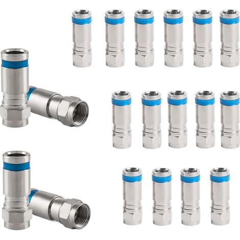 CCYKXA 20er-Pack F-Kompressionsstecker für RG6-Satellitenkabel, Sat-Kompressionsstecker F-Stecker, F-Typ-TV-Koaxialadapter für Satelliten, Fernseher und Receiver, strapazierfähig (1/5)