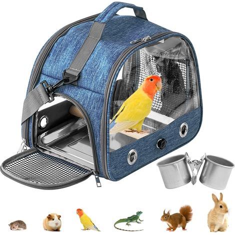 Boîte de transport pour oiseaux : sac à dos pour oiseaux avec perchoir et plateau en acier inoxydable, boîte de transport légère et respirante, cage de voyage pour perroquets perruches (33 x 17 (1/5)