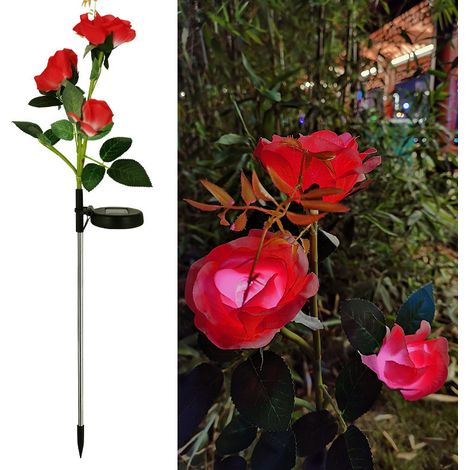 Décoration solaire en forme de rose pour jardin ou pelouse-AquaForge