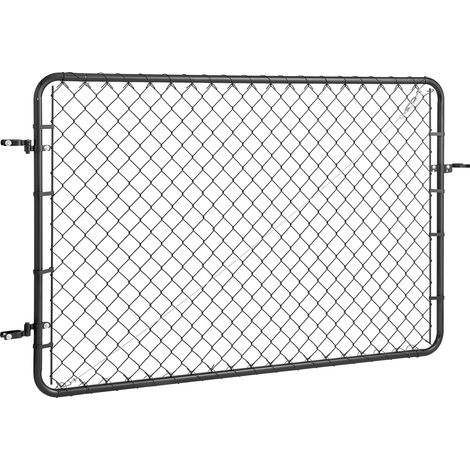 Mophorn Puerta ajustable de panel de valla de eslabones de cadena 183x122cm con revestimiento plástico para cercas, color negro, postes no incluidos