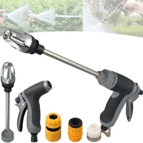 Hochdruck-Wasserstrahlpistole mit Schlauch – Robuste Metall-Reinigungspistole mit verstellbarer, 360° drehbarer Düse, zum Waschen von Autos, Terrassen, Böden und Pflanzen (A) A - (1/5)