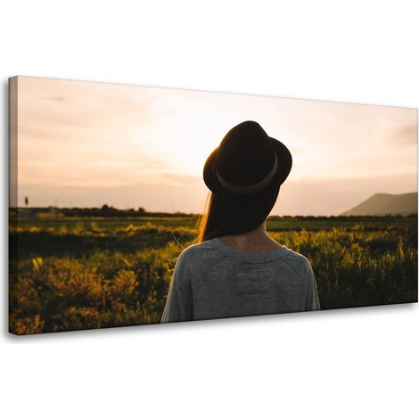 Leinwanddruck Natur Frau mit Hut 80x40