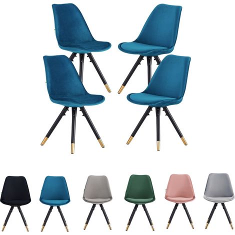 Set of 1/4 Sofia Velvet Upholstered Dining Chair Set of 4 - Blue (1/5)