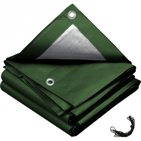 Linxor – Bâche de protection extérieure imperméable 150g – 2 x 3 m – Œillets renforcés en aluminium – Design bicolore gris et vert