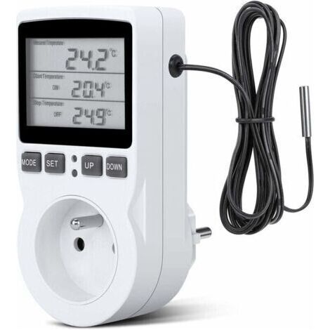 Regulateur Temprature Numrique,Prise Thermostat Chauffage Refroidissement Regulateur De Temperature LCD,200v-250v pour Rgulateur Temprature Ferme (1/4)