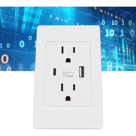 [Wandstecker] Stecker mit USB- und Typ-C-Anschluss, Überlastungsschutz, ABS, Weiß (1/5)