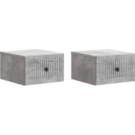 Wall-Mounted Bedside Cabinet with Drawer 2 pcs Concrete Grey vidaXL