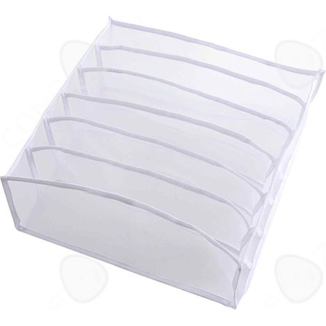 Organisateur de tiroir - - Boîte de rangement - Nylon - 6 cellules - Blanc (1/4)