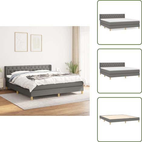 Boxspringbett mit Matratze Dunkelgrau 160x200 cm Stoff - Boxspringbett - Doppelbett - Bettenrahmen - Matratze - Liegekomfort (1/5)