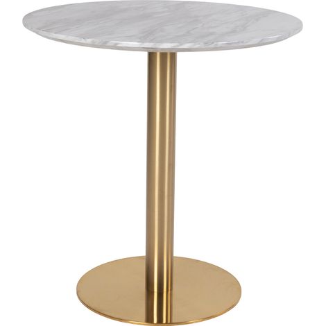 Bojan Table à manger Ø70 cm, look marbre, pieds couleur laiton. (1/5)