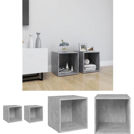 Betonfarbe - vidaXL TV-Schränke 2 Stk. Betongrau 37x35x37 cm Holzwerkstoff - Schrank für Wohnzimmer (1/5)