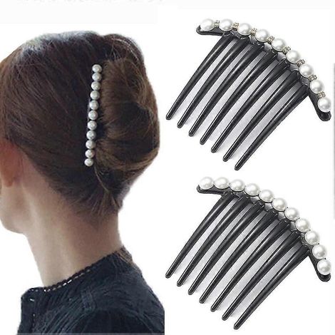 (Lot de 2) Peignes à cheveux vintage noirs nacrés, pinces, accessoires de coiffure, peignes incassables et décoratifs, pour les fêtes et le quotidien, pour femmes et filles (1/5)