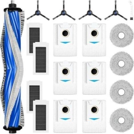 20-teiliges Zubehörset für den Ecovacs Deebot X5 Omni Saugroboter: 1 Hauptbürste, 6 Staubbeutel, 4 Reinigungstücher, 4 Filter, 4 Seitenbürsten, 1 Reinigungsbürste (1/5)