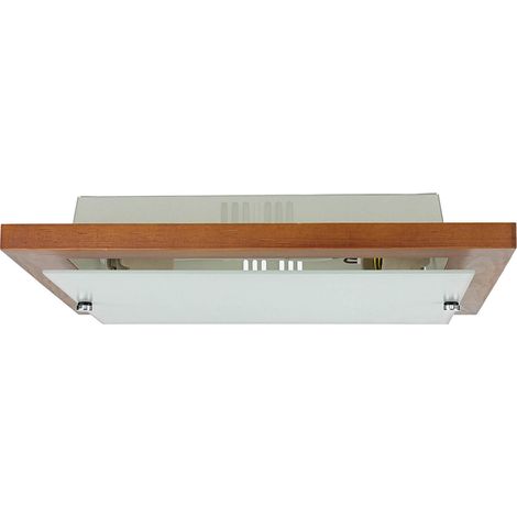 Flache Deckenleuchte Holz Glas quadratisch Modern E27 Deckenlampe Wohnzimmer (1/5)