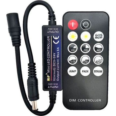 Mini 14-key RF dimmer controller for FCOB 3014 5630 5730 3528 LED strips DC5V/DC12V/DC24V Light dimmer Brightness mode Effect mode Wireless LED controller
