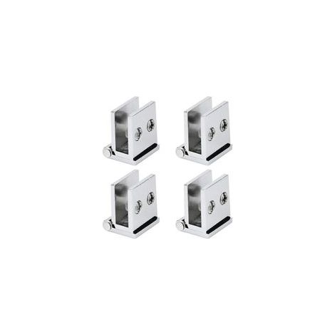 Lntyq Lot de 4 Charnières pour Portes en Verre, Angle d'Ouverture 0° Charnières de Serrage pour Meubles de Cuisine, Vitrine, Douche, pour Épaisseur de Verre 5 mm à 8 mm (Argent) (1/5)