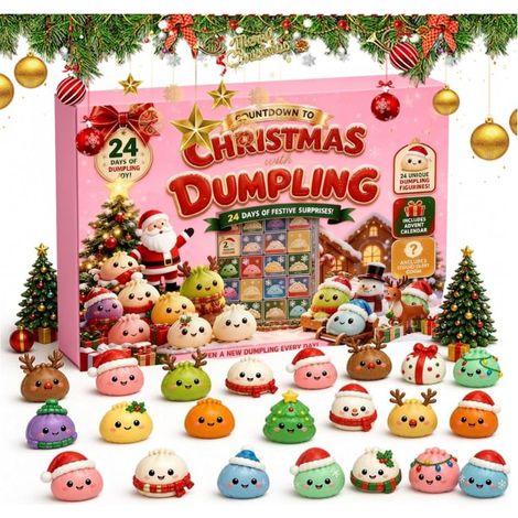 Calendrier de l'Avent Squishy 2026, 24 Figurines de Dumpling Surprise,Squishy Calendrier de L'Avent 2026, Décoration Intérieure, Pour Enfants, 24 Figurines de Noël Incluses petits cadeaux