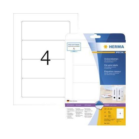 HERMA Ordneretiketten 5121 DIN A4 157x61mm weiß 100 St./Pack (1/4)
