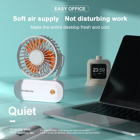 Ventilateur de cou suspendu, mini ventilateur de bureau, ventilateur portable, ventilateur électrique multifonctionnel avec 3 vitesses de ventilation réglables, ventilateur de refroidissement recharge (1/5)