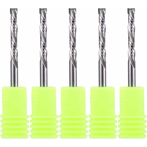 Forêts carbure en spirale - Coupe à double sens - Dimensions : 3,175 x 22 mm - Pour fraises à bois à compression CNC Lot de 5 pièces