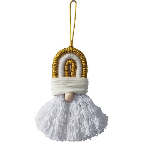Ornement Macrame Arc-en-ciel - Cordon Coton Naturel - Boule Bois Naturel - Pompon Laine Douce - Déco Intérieure Voiture Arbre de Noël - Lot de 1 (1/4)
